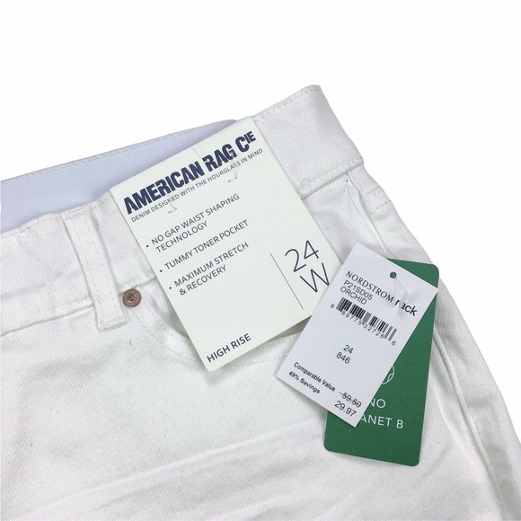 American Rag Plus Size 24 Willow Fray Hem Denim Bermuda Shorts High Rise White - Picture 4 of 6